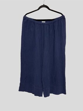 OH MY GAUZE Navy Cotton Gauze Wide Leg Crop Pants Coastal Boho